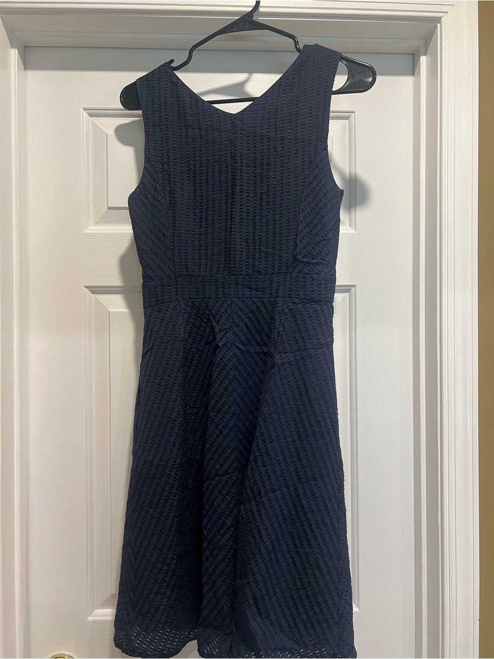 Banana Republic Navy Textured Sleeveless A-Line Dress